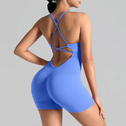 2025 Yoga Sets Gym Jumpsuits Women Sports Overalls Lycra Active Wear Fitness Clothing Workout Clothes for Women Short Outfits