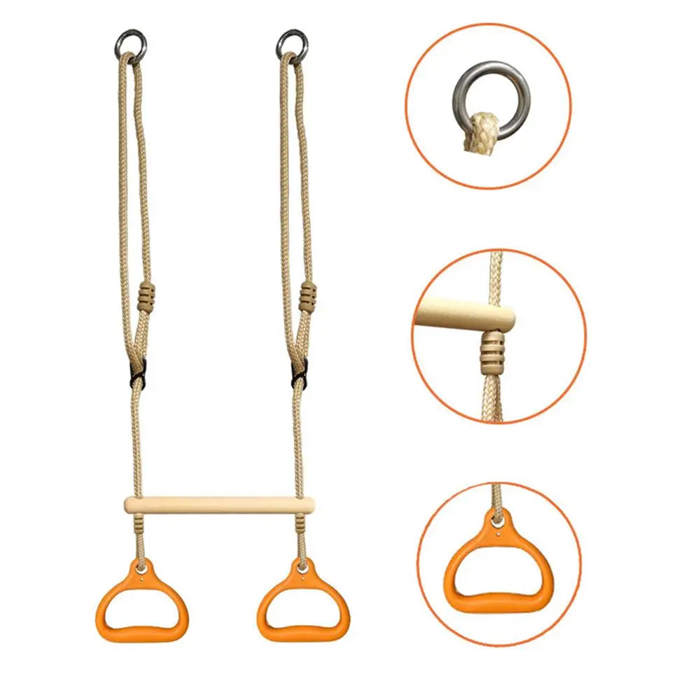Trapeze Swing Gym Equipment Rings Bar Adjustable Sensory Ergonomic Stable Game For Kids Adults Children Backyard Playground