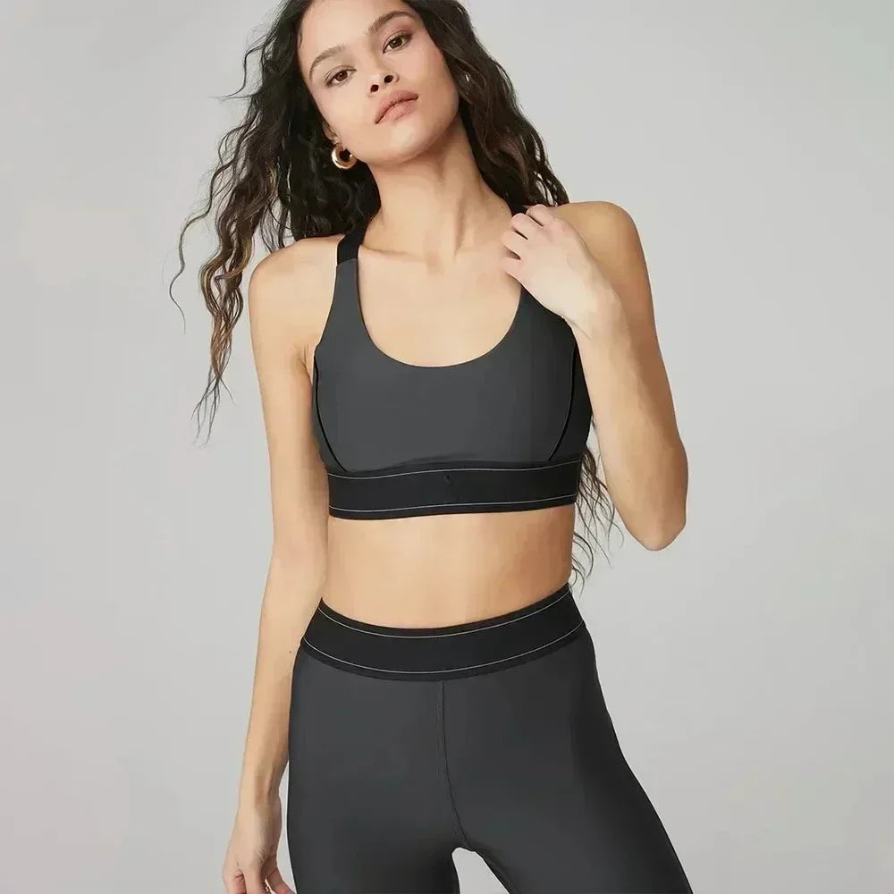 al Yoga clothing sports suit women high elastic hip lifting leggings thin fitness yoga pants shockproof gathering sports bra