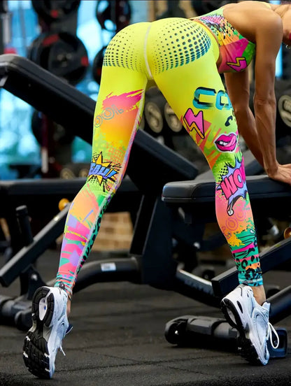 Fashion Printed High Elastic Yoga Pants Hip Lifting Outdoor Sports Fitness Running Cycling Clothing Work Out Seamless Leggings