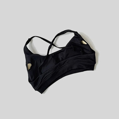 Strappy Bra Top Women High Support Cross Back Sport Seamless Padded Bras Scrunch Workout Gym Fitness Tank Tops