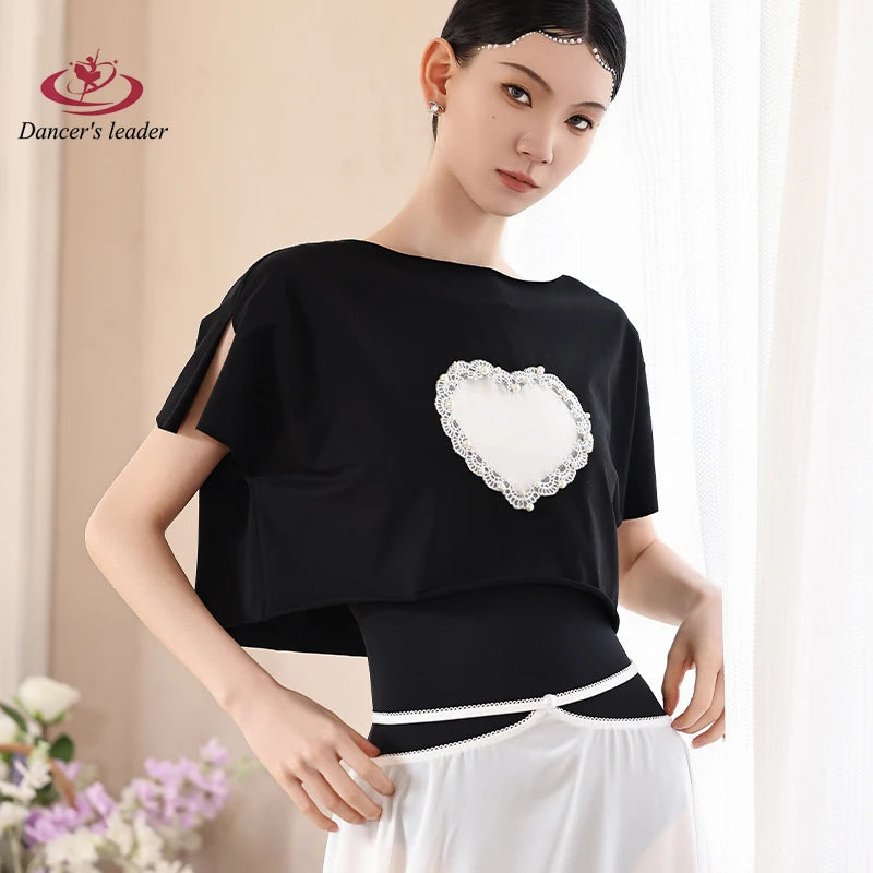 Ballet Leotard for Women Practice Clothes Love Lace Flower Sticks Gymnastics Tight Clothes Performance Air Yoga Clothing Top