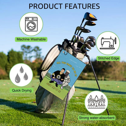 Funny Microfiber Premium Golf Towel, Printed Golf Towel for Golf Bags for Men&Women, Great Golf Accessories for Men Golfers