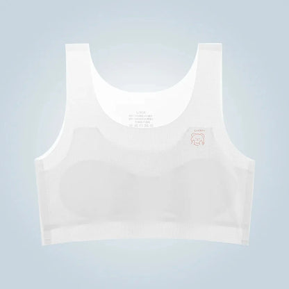 2024 Bra For Teenager Girls New Student Girl Development Period Bra No Steel Ring Girl Sports Tube Top Solid Color Training Bra
