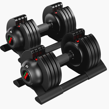 Adjustable Dumbbell Set with Tray – 22/44/52LBS