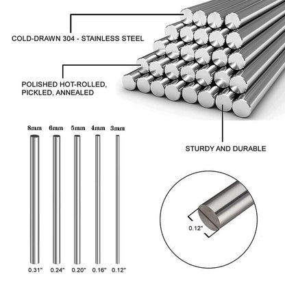 Ground Metric Stainles Steel Shaft Rods, 2mm-14mm Diameter, 125mm 200mm 250mm 330mm 500mm Length, Sold in 1pcs/5pcs