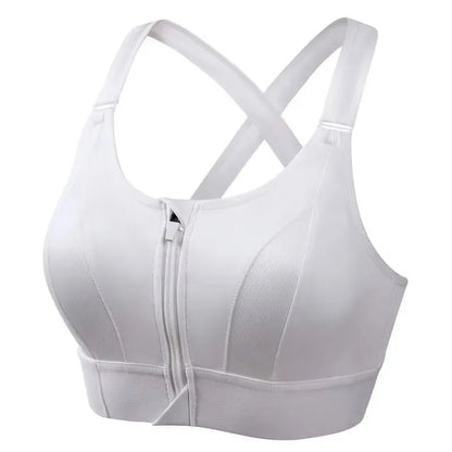 Sports Bras For Women Front Zipper Adjustable Strap Shockproof Elastic Fitness Athletic Brassiere Slim Yoga Crop Top