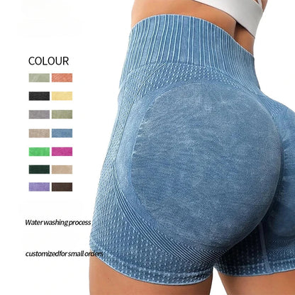 Yoga Shorts with High Waist and Sexy Lifting Buttocks Fitness Shorts for Running and Sports Tight Fitting Three Quarter Pants