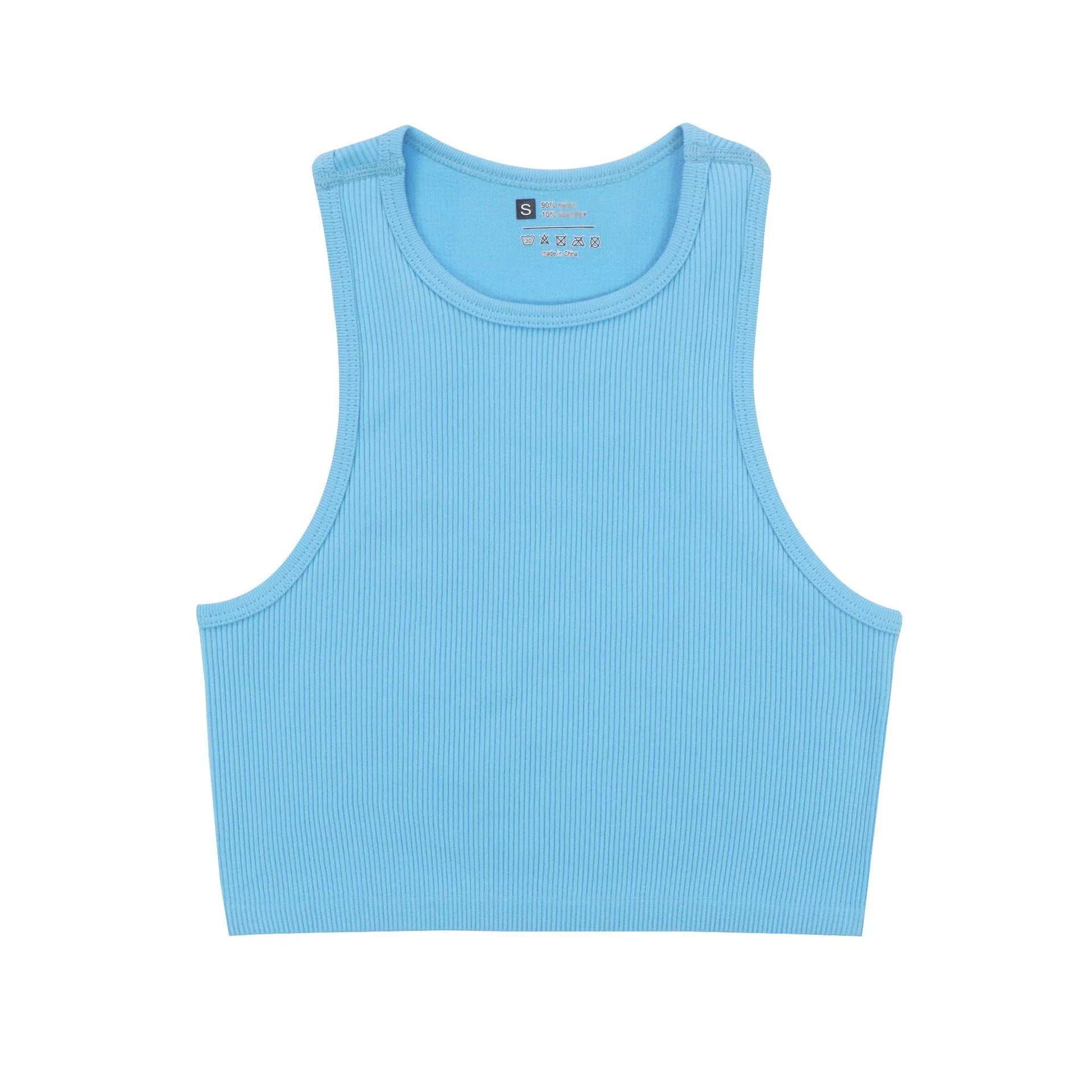 Yoga Vest Women Gym Sports Black White Crop Tops Seamless Streetwear Rib Knit Workout BreathableTank Top Female Without Pads