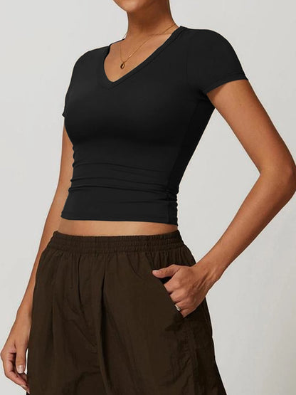 T-shirts, quick drying yoga clothes, short sleeved fitness tops, cover up shirts, outdoor running sports, short sleeved women's