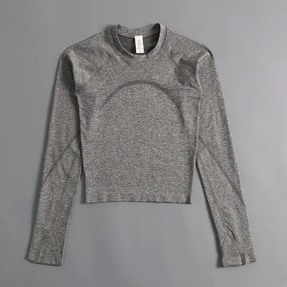 Women's seamless yoga outfit; professional running fitness clothing; long-sleeved pilates training yoga top; close-fitting