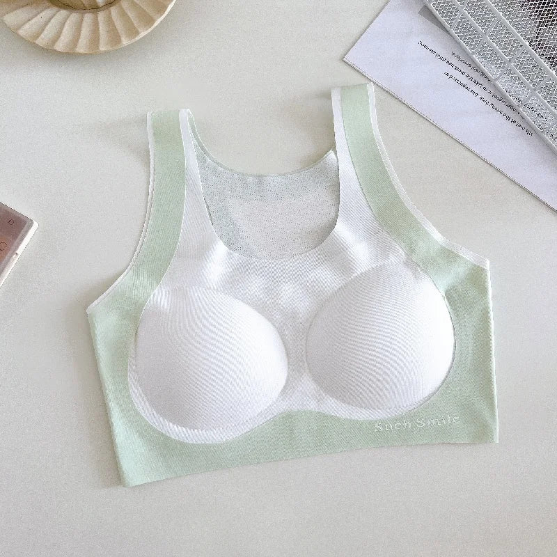 Women Sports Bras Fixed Cup Brassiere Wireless Padded Stretch Tank Tops Girls Vest Ultra Thin Breathable Lingerie Large Size