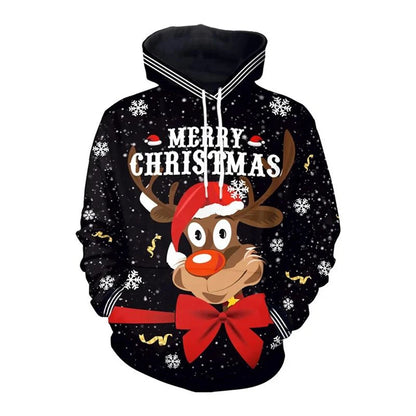 Funny Christmas Gifts 3D Printed Hoodies For Men Clothes Fashion Elk Sock Santa Claus Graphic Sweatshirts Casual Tracksuit Tops