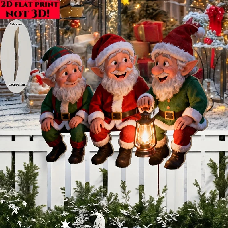 1pcs Christmas Fence Ornaments Dwarf Santa Clause Colors Outdoor Garden Decorations 2026 New Year Charming Christmas Ornaments