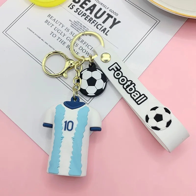 Football Player's Jersey Keychain Soccer Clothing Pendant Keyring Fashion Design Women Handbags Car Key Chain Gifts wholesale