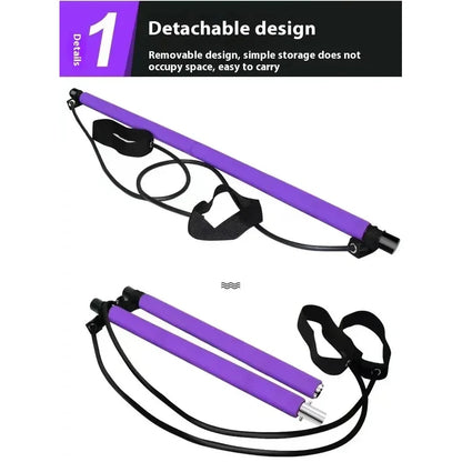 Pilates stick multi functional fitness stick Yoga Pilates gym equipment elasticity exercise training hip pulling rope workout