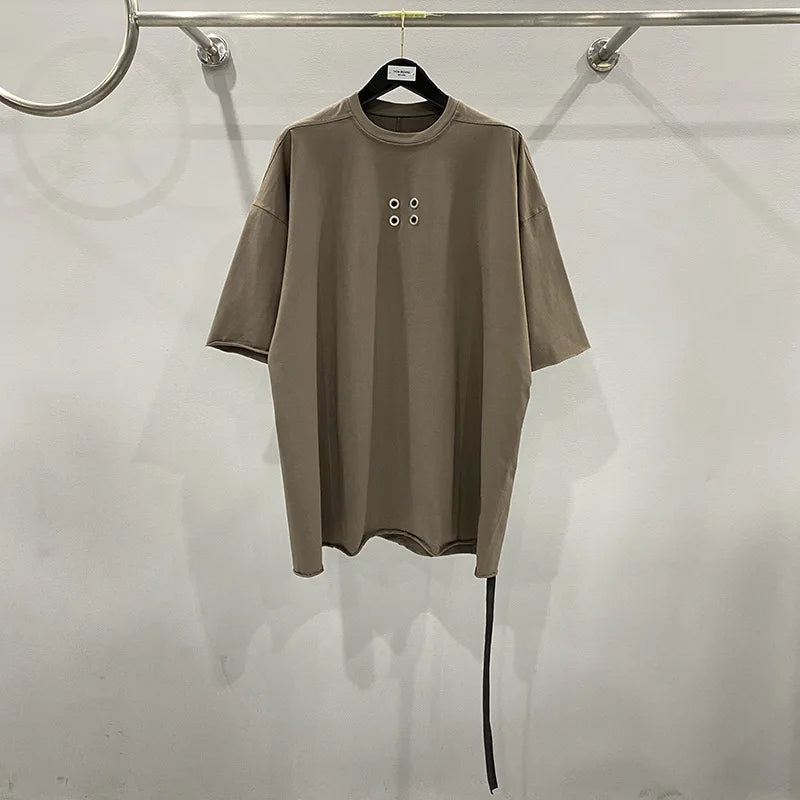 Men's Casual T-shirt Fashion Tees for Man Hole Design Oversized Short Shirt Cotton O-neck Streetwear Men's Clothing