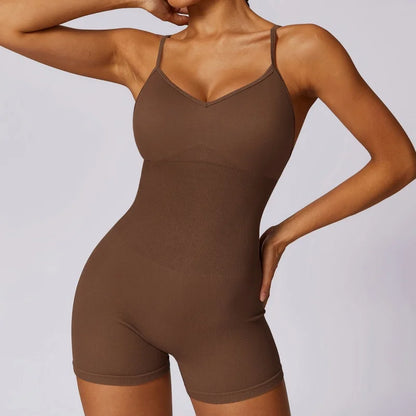 Fitness Top Gym Sleeveless Short Set Legging Women Bra Seamless One-Piece Yoga Suit Sportswear Sport Bodysuit Workout Clothing