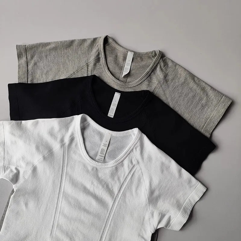 Women's yoga sports short sleeved T-shirt, 2025 new slim training and fitness clothing