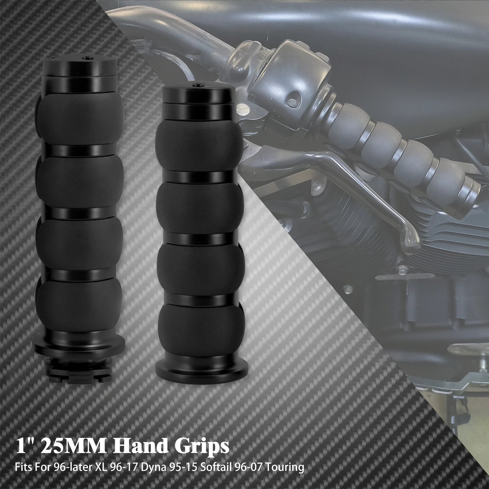 Motorcycle Hand Grips 1" 25mm Handlebar Handle Bar Universal For Harley Sportster XL1200 Touring Street Glide FLHR Dyna FXDL FLS
