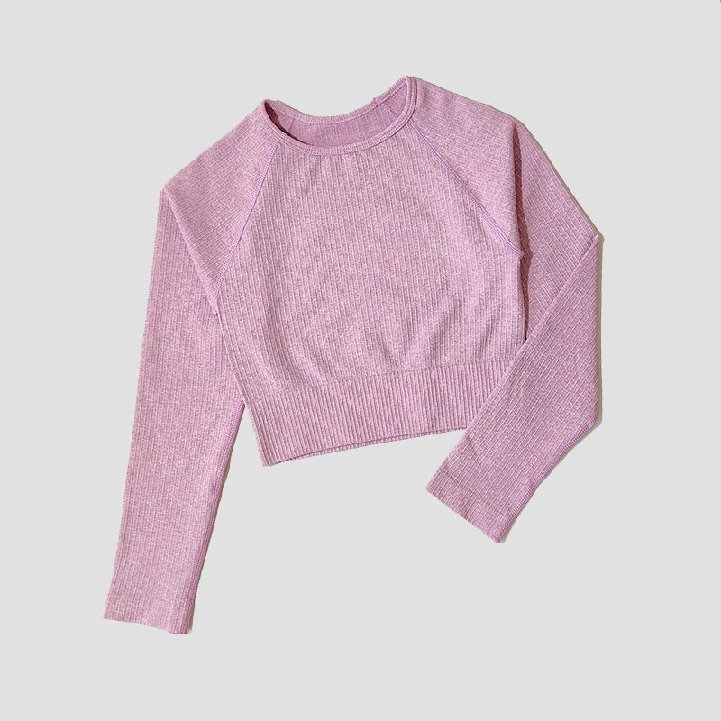 Yoga Sports Crop Top Long Sleeve Gym Women's Seamless T-shirt Fitness Woman Sport T-shirt Workout Tops For Women's Sportswear