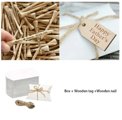 Personalized Golf Tees Custom Engraved Golf Tees Wooden Ball Stud Wedding Gift Favors Father's Day Gift Natural Wood
