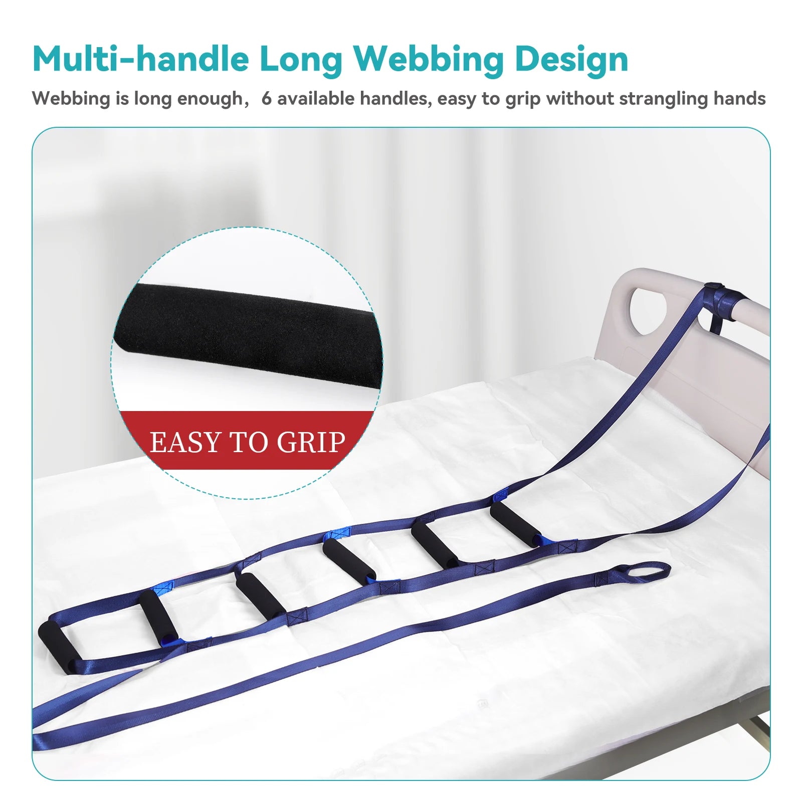 Lefeke Elderly Get Up Aid Disabled Get Up Assist Belt Bed Ladder Assist Strap Pull Up Sit Up Wake Up Rope Ladder with 6 Handrail