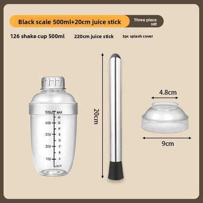 Cocktail Shaker 500ml Plastic Home Milk Tea Drink Wine Mixer Shake Bottle with Bar BartendercSet Cocktail Shaker for Party