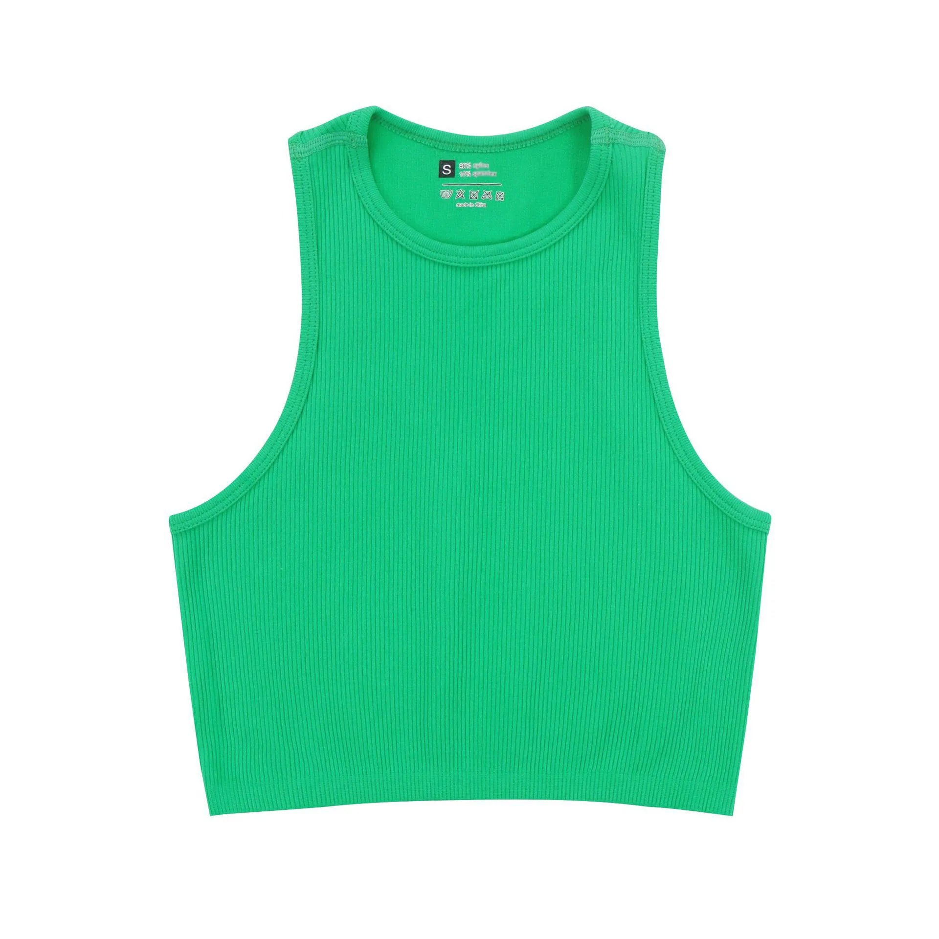 Yoga Vest Women Gym Sports Black White Crop Tops Seamless Streetwear Rib Knit Workout BreathableTank Top Female Without Pads
