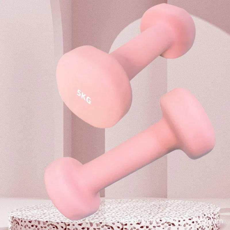 Yoga Flat Head Scrub Impregnated Plastic Dumbbells For Men And Women Home Exercise Sports Equipment Solid Cast Iron Dumbbells