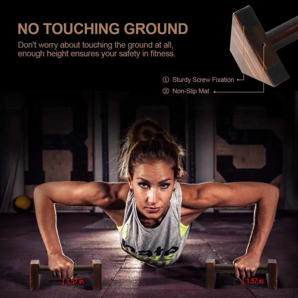 25cm/50cm Push Up Stand with 1 Pair of Wooden Push Up Poles and Anti Slip Base for Home Exercise Equipment Strength Training
