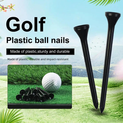 50 Pack Professional Golf Tees Plastic Black Golf Tees Tall Tees Bulk Reduce Side Spin And Friction Golf Accessory
