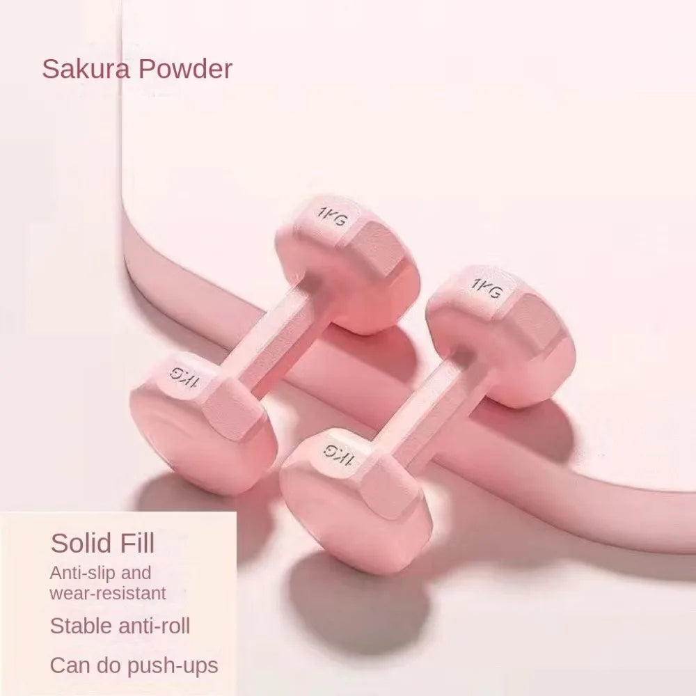 New 1kg Fitness Dumbbell Set PVC Non-Slip Kettlebell Waterproof Anti-Roll Small Dumbbell Home Equipment