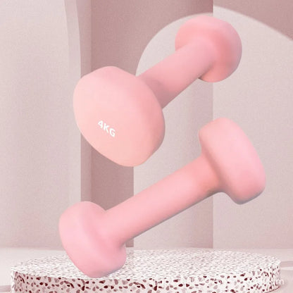 Yoga Flat Head Scrub Impregnated Plastic Dumbbells For Men And Women Home Exercise Sports Equipment Solid Cast Iron Dumbbells