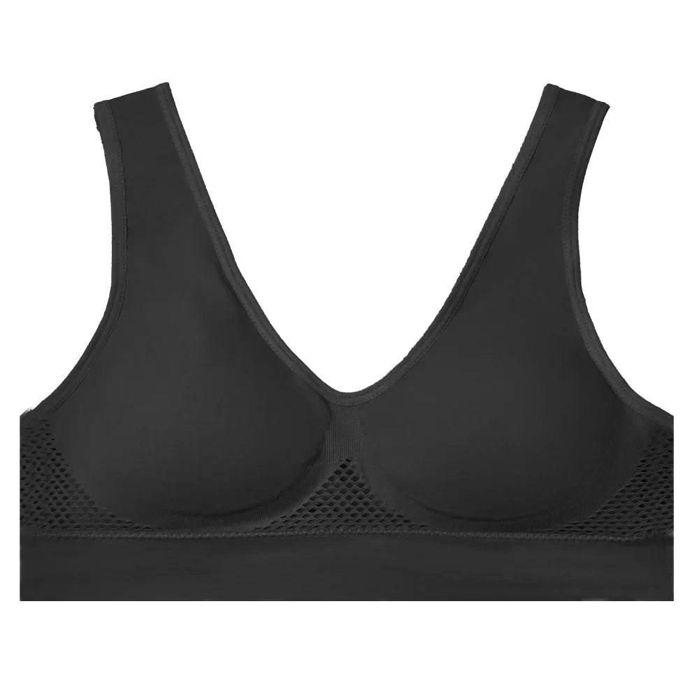 Sexy Womens Sport Bra Shockproof Running Padded Mesh Wireless Vest Top Solid Breathable Girl Yoga Push Up Training Bra Underwear