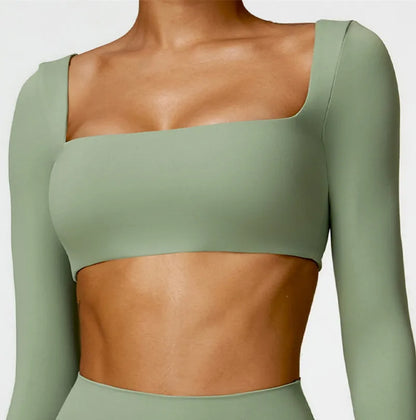 Nude Yoga Clothing Sets Women Long Sleeve Crop Tops Tight Shorts Suit Quick Dry Tracksuit Fitness Workout Outfits Gym Wear New