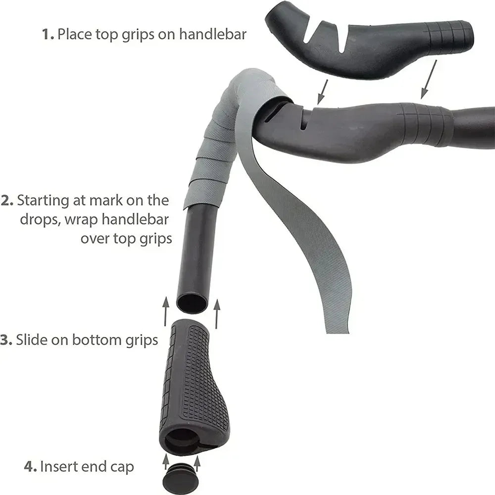 Cruise Control Drop Bar Grips for Road Bike Handlebars, fits All Drop Bar Handlebars for Road, Gravel and Fixie Bicycles