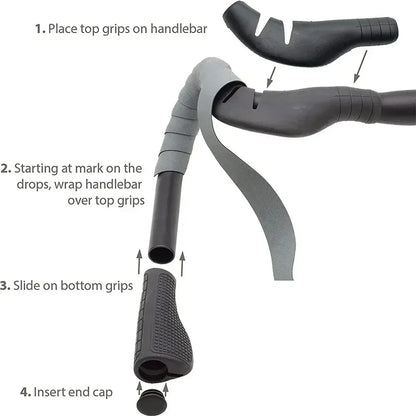 Cruise Control Drop Bar Grips for Road Bike Handlebars, fits All Drop Bar Handlebars for Road, Gravel and Fixie Bicycles