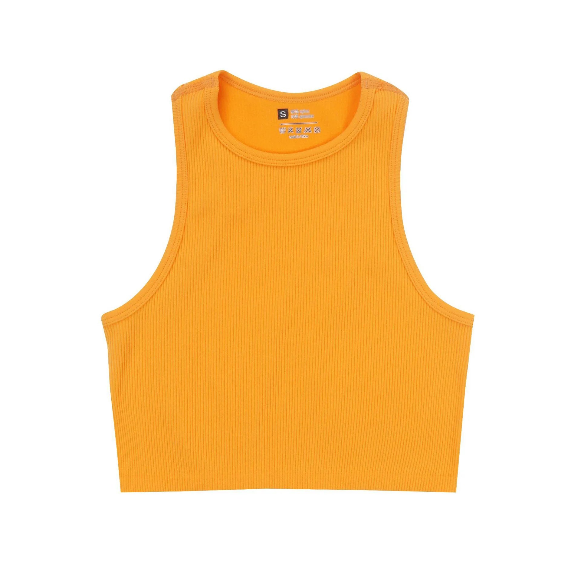 Yoga Vest Women Gym Sports Black White Crop Tops Seamless Streetwear Rib Knit Workout BreathableTank Top Female Without Pads