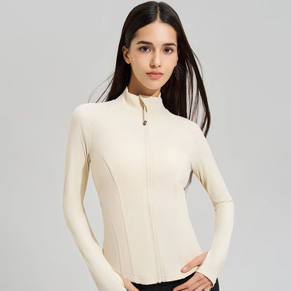 Exercise jacket yoga fitness clothing long-sleeved women four seasons running fast dry tight tops gym yoga jacket