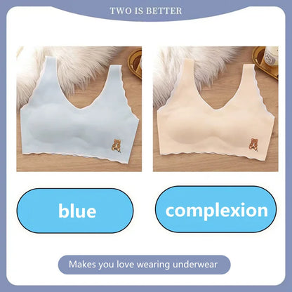 2pcs Sports Bras Women Ice Silk Comfortable Breathable Suitable For Girls Without Steel Rings Vest Bra Fashionable Lightweight
