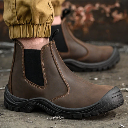 Safety Boots Work for men without lace steel toed toes Full-grain-leather Anti-puncture Protective Indestructible nubuckCombat