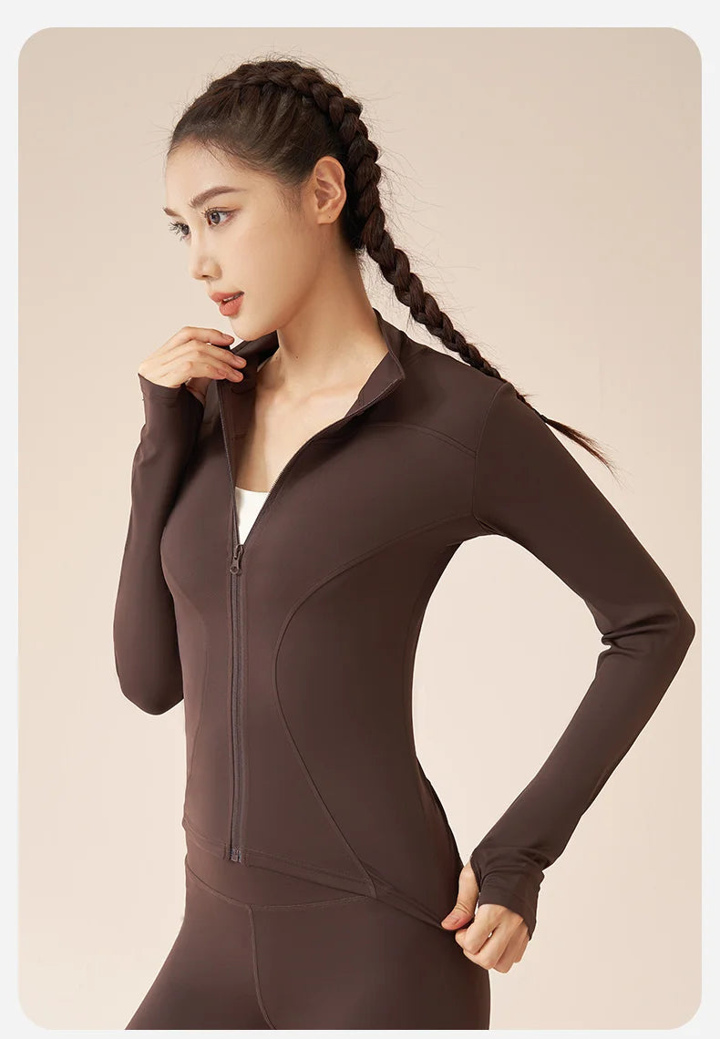 Tight Yoga Clothing Slimming Yoga Sports Jacket Jackets for Women Fit Coat Women Women Jacket Zippers Casual Wear Long Sleeve