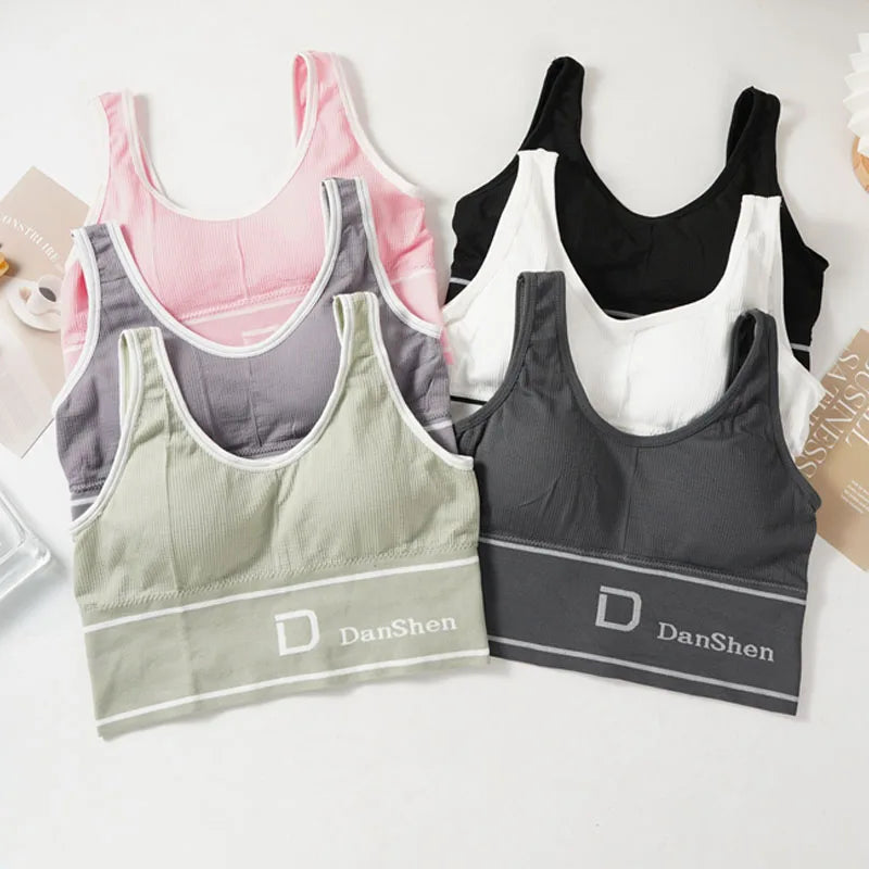 Women's Sports Letter Bras Fitness Seamless Plus Size Bra Tops Full Coverage Wireless Femme Bralette Bra