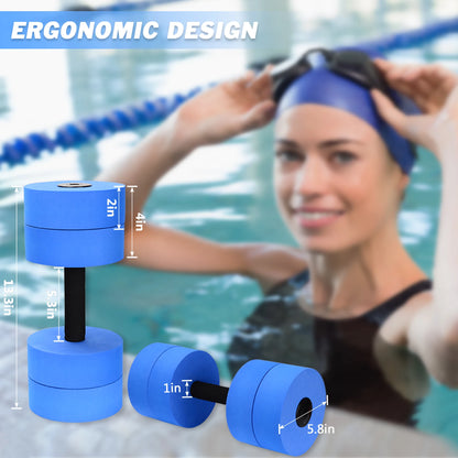 Hikeen Aquatic Exercise Dumbbells Water Dumbbell Resistance Fitness Barbells with 4 High-Density EVA Foam Pool Weights Dumbbells