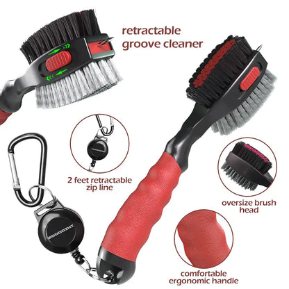 Golf Club Cleaning Brush With Soft Rubber Handle, Retractable Non-Slip Groove Cleaner, Extra-Large Brush Head, Easy To Carry