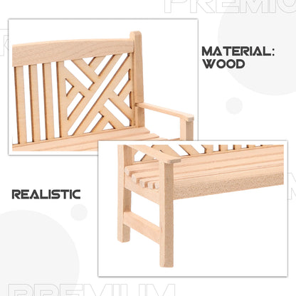 Mini Bench Model Baby Wood Miniature Wooden Furniture Adorn House Small Benches