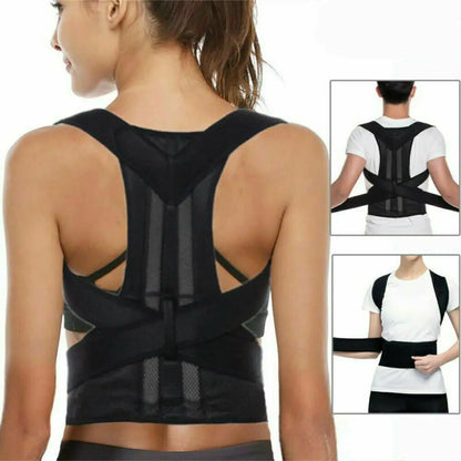 Sports Safety Neoprene Nylon Posture Corrector Black Adjustable Shoulder Brace Prevents Slouching Belt Gym