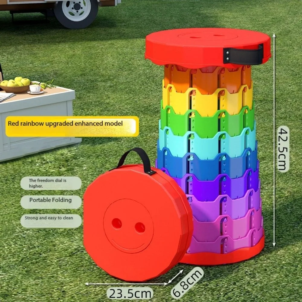 Handheld Rainbow Stretch Bench! Outdoor camping and fishing with one stool, adjustable height, portable and easy to carry