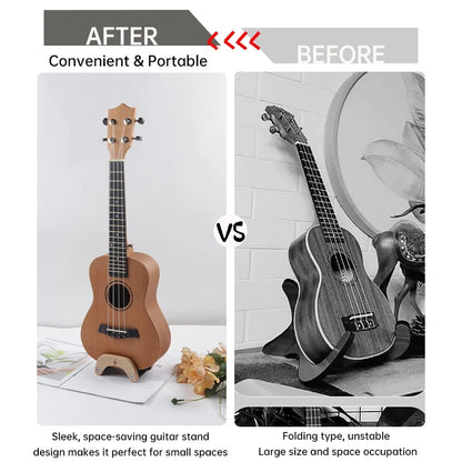 Wooden Ukulele Stand Beech With Sponge Padding Adjustable Ukulele Floor Stand Portable Holder For School Music Program Concerts